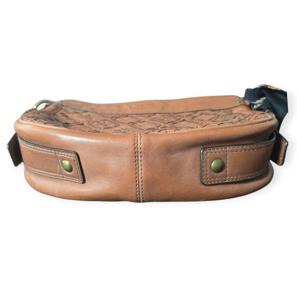 Vintage Coach Zoe Embroidered Pieced Whiskey Leather With Bow- Preowned, EUC - Picture 10 of 10